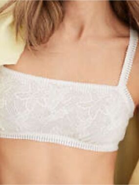 NWT Aerie Coral Lace Bandeau Bralette White Size Large